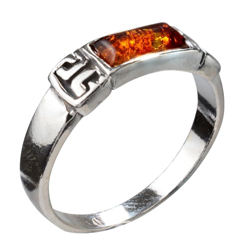 HolidayGiftShops Ring für Erwachsene aus Sterlingsilber und baltischem Honigbernstein Petra - Größe 19.5 von HolidayGiftShops
