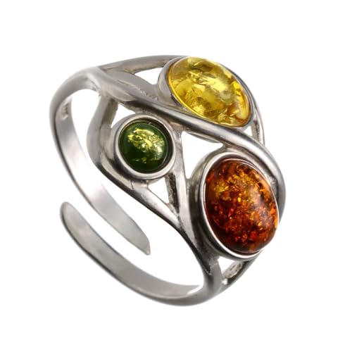 HolidayGiftShops Einstellbarer Ring aus baltischem Bernstein-Sterlingsilber Magdalena von HolidayGiftShops