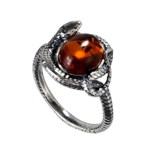 HolidayGiftShops Sterling Silber und Baltic Honey Amber Snake Ring - Größe 10 von HolidayGiftShops