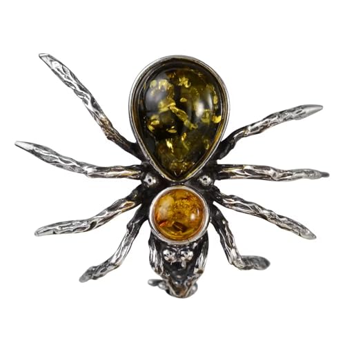 HolidayGiftShops Sterling Silber und Baltischen Bernstein Brosche Spinne von HolidayGiftShops