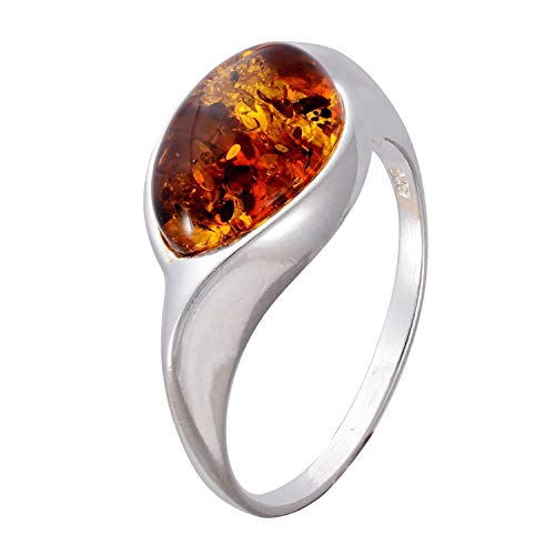 HolidayGiftShops Sterling Silber und Baltischer Honig Bernstein Ring Donna Größe: 6,5 von HolidayGiftShops
