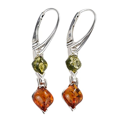 Sterling Silber Baltic Honey und Green Amber French Leverback Ohrringe von HolidayGiftShops