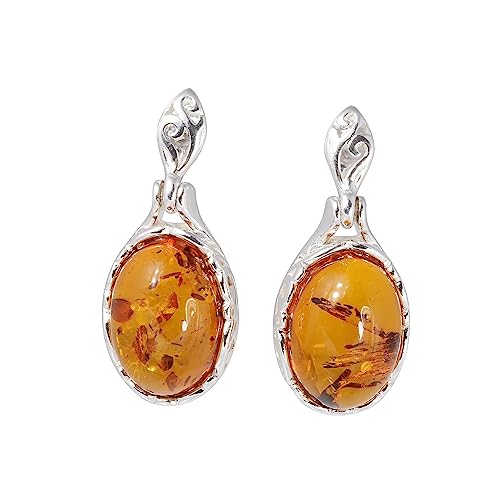 Sterling Silber Baltischer Honig Oval Amber Ohrringe von HolidayGiftShops