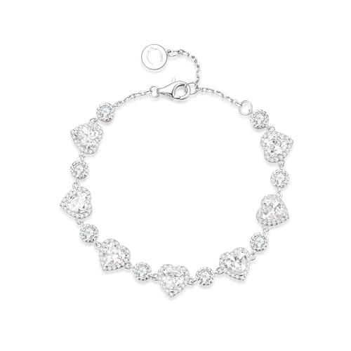 HolidayQbee Armband Damen Silber, Elegantes Silber Armband Herz mit Kristallen, Hypoallergen & Langlebig, Modernes Design, Geschenkidee für Besondere Anlässe von HolidayQbee