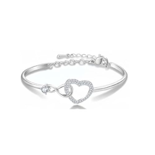 HolidayQbee Armband Damen Silber, Silber Armband mit Herz & Unendlichkeit Symbol, Elegantes Design mit Kristallen, Hypoallergen, Geschenkidee für Besondere Anlässe von HolidayQbee