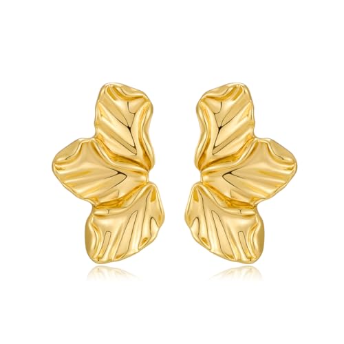 HolidayQbee Blumen Ohrringe Gold Damen, Statement Ohrringe Gold, Hypoallergen, Modernes Design, Geschenkidee für Damen HolidayQbee Blumen Ohrringe Gold Damen, Statement Ohrringe Gold, Hypoallergen, Modernes Design, Geschenkidee für Damen von HolidayQbee