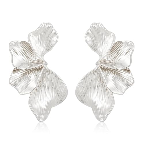HolidayQbee Blumen Ohrringe Silber Damen Handgefertigter Schmuck, Allergiefrei & Farbtreu, Modern und Elegant, Stilvolles Geschenk für Frauen von HolidayQbee