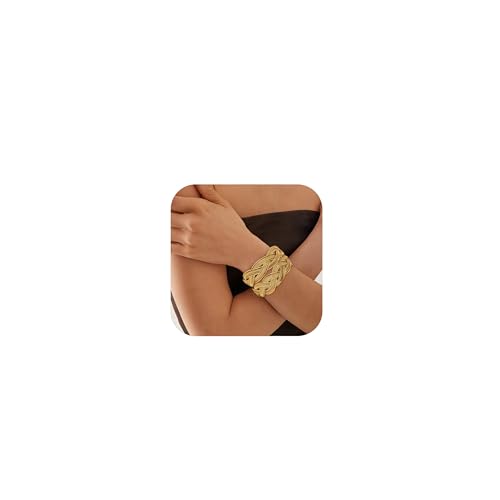 HolidayQbee Damen Armreif Gold Geflochtener Armreif Armband– Hypoallergen, Nicht Verblasst, Eleganter Offener Schmuck, Langlebig & Stilvoll, Geschenkidee für Damen von HolidayQbee