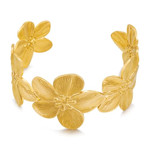 HolidayQbee Damen Gold Flower Armreif Armband– Hypoallergen, Nicht Verblasst, Eleganter Blumen-Schmuck, Geschenkidee für Frauen, Langlebig & Hautfreundlich, Stilvolles Accessoire HolidayQbee Damen Gold Flower Armreif Armband– Hypoallergen, Nicht Verblasst, Eleganter Blumen-Schmuck, Geschenkidee für Frauen, Langlebig & Hautfreundlich, Stilvolles Accessoire von HolidayQbee