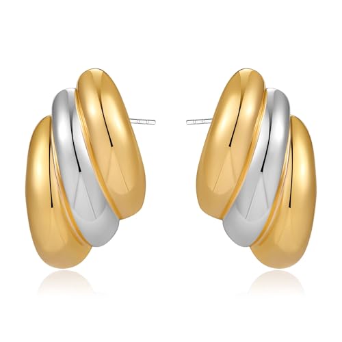 HolidayQbee Damen Ohrringe Gold und Silber Ohrringe, Antiallergisch und Langlebig, Elegantes Design mit Geschwungenen Formen, Für Jeden Anlass, Geschenk für Frauen HolidayQbee Damen Ohrringe Gold und Silber Ohrringe, Antiallergisch und Langlebig, Elegantes Design mit Geschwungenen Formen, Für Jeden Anlass, Geschenk für Frauen von HolidayQbee