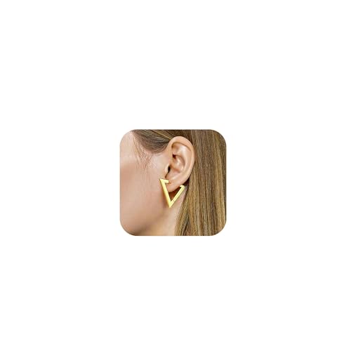 HolidayQbee Dreieck Ohrringe Damen Gold – Geometrische Creolen Edelstahl, Hautfreundlich & Farbtreu, Moderner Schmuck für Alltag & Party, Geschenk für Frauen von HolidayQbee