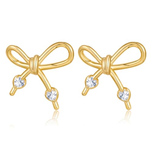 HolidayQbee Gold Schleifen Ohrringe Damen Ohrringe mit Herzsteinen, Elegantes Design für Jeden Anlass, Geschenk für Frauen HolidayQbee Gold Schleifen Ohrringe Damen Ohrringe mit Herzsteinen, Elegantes Design für Jeden Anlass, Geschenk für Frauen von HolidayQbee