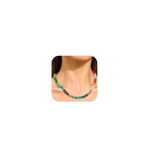 HolidayQbee Halskette Damen Bunte Edelstein kette mit -Verschluss, Eleganter Modeschmuck, Geschenkidee für Frauen, Alltag & Besondere Anlässe HolidayQbee Halskette Damen Bunte Edelstein kette mit -Verschluss, Eleganter Modeschmuck, Geschenkidee für Frauen, Alltag & Besondere Anlässe von HolidayQbee