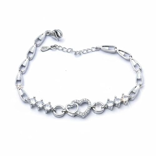 HolidayQbee Herz Armband Silber Damen Elegantes Bettelarmband Silber Mit Herz & Kristall Design, Hypoallergen & Anlaufsicher HolidayQbee Herz Armband Silber Damen Elegantes Bettelarmband Silber Mit Herz & Kristall Design, Hypoallergen & Anlaufsicher von HolidayQbee