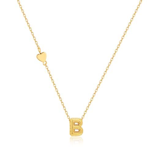 HolidayQbee Kette Buchstaben B – Halskette mit Buchstaben und Herz Anhänger – Goldene Personalisierte Kette für Frauen – Geschenk zum Geburtstag und Jubiläum von HolidayQbee