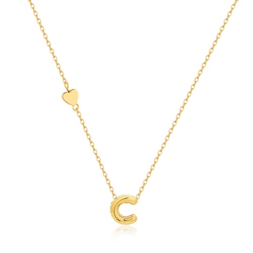 HolidayQbee Kette Buchstaben C – Halskette mit Buchstaben und Herz Anhänger – Goldene Personalisierte Kette für Frauen – Geschenk zum Geburtstag und Jubiläum von HolidayQbee