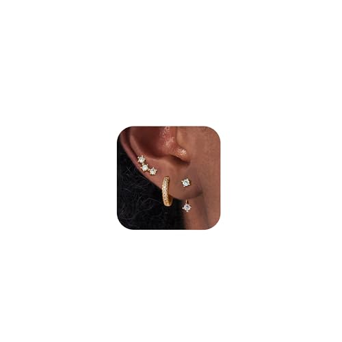 HolidayQbee Ohrringe Gold Damen – 3 Paar Goldene Ohrstecker & Creolen mit Zirkonia, Hautfreundlich & Farbtreu, Eleganter Schmuck für Frauen, Geschenk für Alltag & Anlässe HolidayQbee Ohrringe Gold Damen – 3 Paar Goldene Ohrstecker & Creolen mit Zirkonia, Hautfreundlich & Farbtreu, Eleganter Schmuck für Frauen, Geschenk für Alltag & Anlässe von HolidayQbee