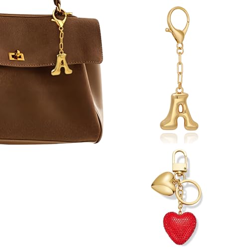 HolidayQbee Schlüsselanhänger Taschenanhänger mit Gold Buchstabe A und Rotes Herz, Elegantes Taschen Charm, Antiallergisch und Langlebig, Accessoire für Tasche oder Schlüssel, Geschenkidee für Sie HolidayQbee Schlüsselanhänger Taschenanhänger mit Gold Buchstabe A und Rotes Herz, Elegantes Taschen Charm, Antiallergisch und Langlebig, Accessoire für Tasche oder Schlüssel, Geschenkidee für Sie von HolidayQbee