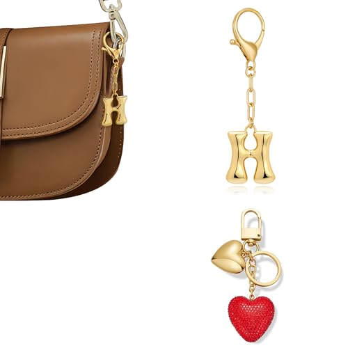 HolidayQbee Schlüsselanhänger Taschenanhänger mit Gold Buchstabe H und Rotes Herz, Elegantes Taschen Charm, Antiallergisch und Langlebig, Accessoire für Tasche oder Schlüssel, Geschenkidee für Sie HolidayQbee Schlüsselanhänger Taschenanhänger mit Gold Buchstabe H und Rotes Herz, Elegantes Taschen Charm, Antiallergisch und Langlebig, Accessoire für Tasche oder Schlüssel, Geschenkidee für Sie von HolidayQbee