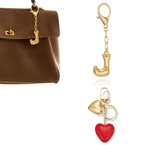 HolidayQbee Schlüsselanhänger Taschenanhänger mit Gold Buchstabe J und Rotes Herz, Elegantes Taschen Charm, Antiallergisch und Langlebig, Accessoire für Tasche oder Schlüssel, Geschenkidee für Sie HolidayQbee Schlüsselanhänger Taschenanhänger mit Gold Buchstabe J und Rotes Herz, Elegantes Taschen Charm, Antiallergisch und Langlebig, Accessoire für Tasche oder Schlüssel, Geschenkidee für Sie von HolidayQbee