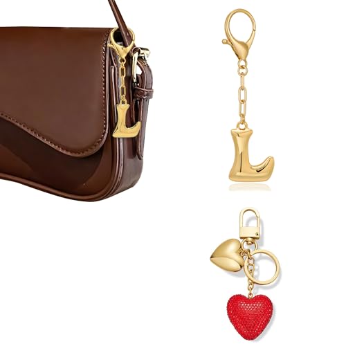 HolidayQbee Schlüsselanhänger Taschenanhänger mit Gold Buchstabe L und Rotes Herz, Elegantes Taschen Charm, Antiallergisch und Langlebig, Accessoire für Tasche oder Schlüssel, Geschenkidee für Sie HolidayQbee Schlüsselanhänger Taschenanhänger mit Gold Buchstabe L und Rotes Herz, Elegantes Taschen Charm, Antiallergisch und Langlebig, Accessoire für Tasche oder Schlüssel, Geschenkidee für Sie von HolidayQbee