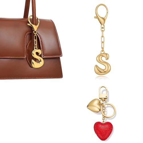 HolidayQbee Schlüsselanhänger Taschenanhänger mit Gold Buchstabe S und Rotes Herz, Elegantes Taschen Charm, Antiallergisch und Langlebig, Accessoire für Tasche oder Schlüssel, Geschenkidee für Sie HolidayQbee Schlüsselanhänger Taschenanhänger mit Gold Buchstabe S und Rotes Herz, Elegantes Taschen Charm, Antiallergisch und Langlebig, Accessoire für Tasche oder Schlüssel, Geschenkidee für Sie von HolidayQbee