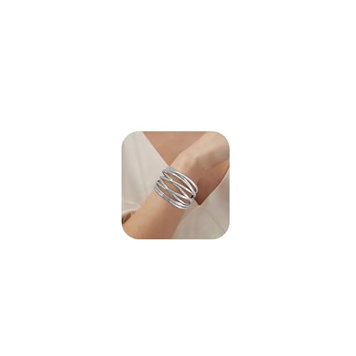 HolidayQbee Silber Armreif Armband Damen – Hypoallergen, Nicht Verblasst, Eleganter Mehrlagiger Schmuck, Langlebig & Stilvoll, Geschenkidee für Frauen von HolidayQbee