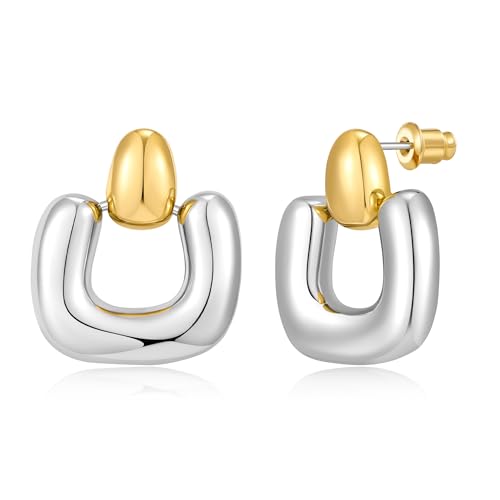 HolidayQbee Goldene Silber Ohrringe Damen – Zweifarbige Statement Ohrringe Gold Silber, Modernes Design, Nickelfrei, Geschenk Für Frauen, Alltag & Events HolidayQbee Goldene Silber Ohrringe Damen – Zweifarbige Statement Ohrringe Gold Silber, Modernes Design, Nickelfrei, Geschenk Für Frauen, Alltag & Events von HolidayQbee