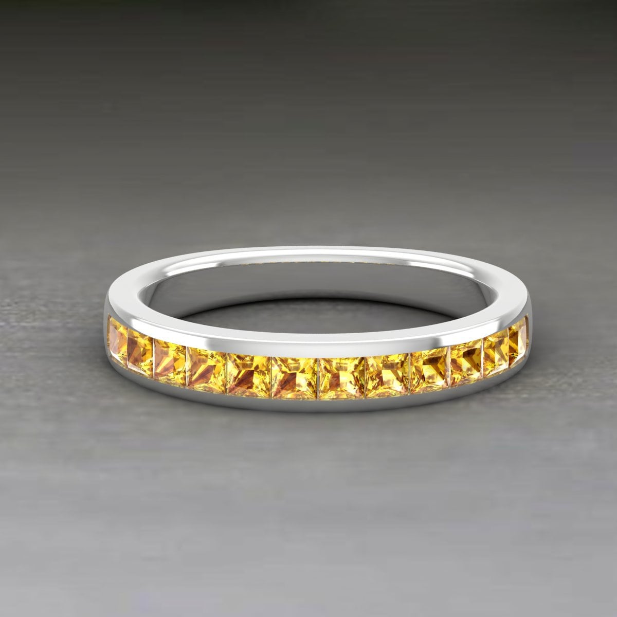 Gelber Saphir Ehering, Band Ring, Jahrestag Stapel Saphir Eternity Band, Geschenk Für Frauen von HolidazeJewelryStore