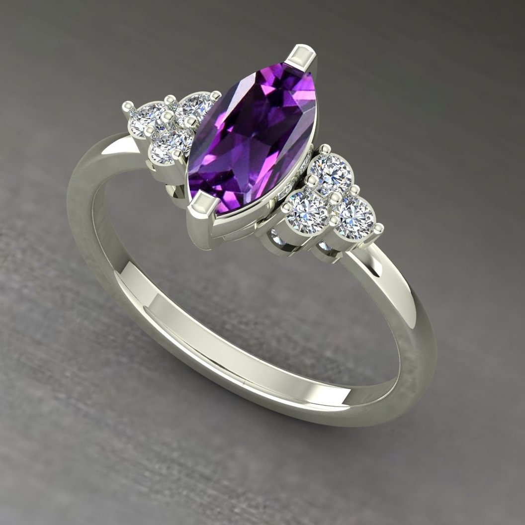 Natürlicher Lila Amethyst Edelstein Ring, 925 Sterling Silber Ring Für Frauen, Gold, Stein Damen Ehering von HolidazeJewelryStore