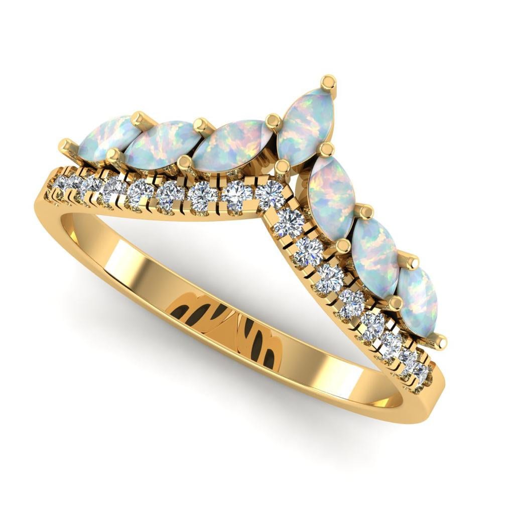 Natürlicher Marquise Opal Ring, Ehering, Weißer Vergoldeter Zarter Braut Geschenk, Rosegold Ring von HolidazeJewelryStore