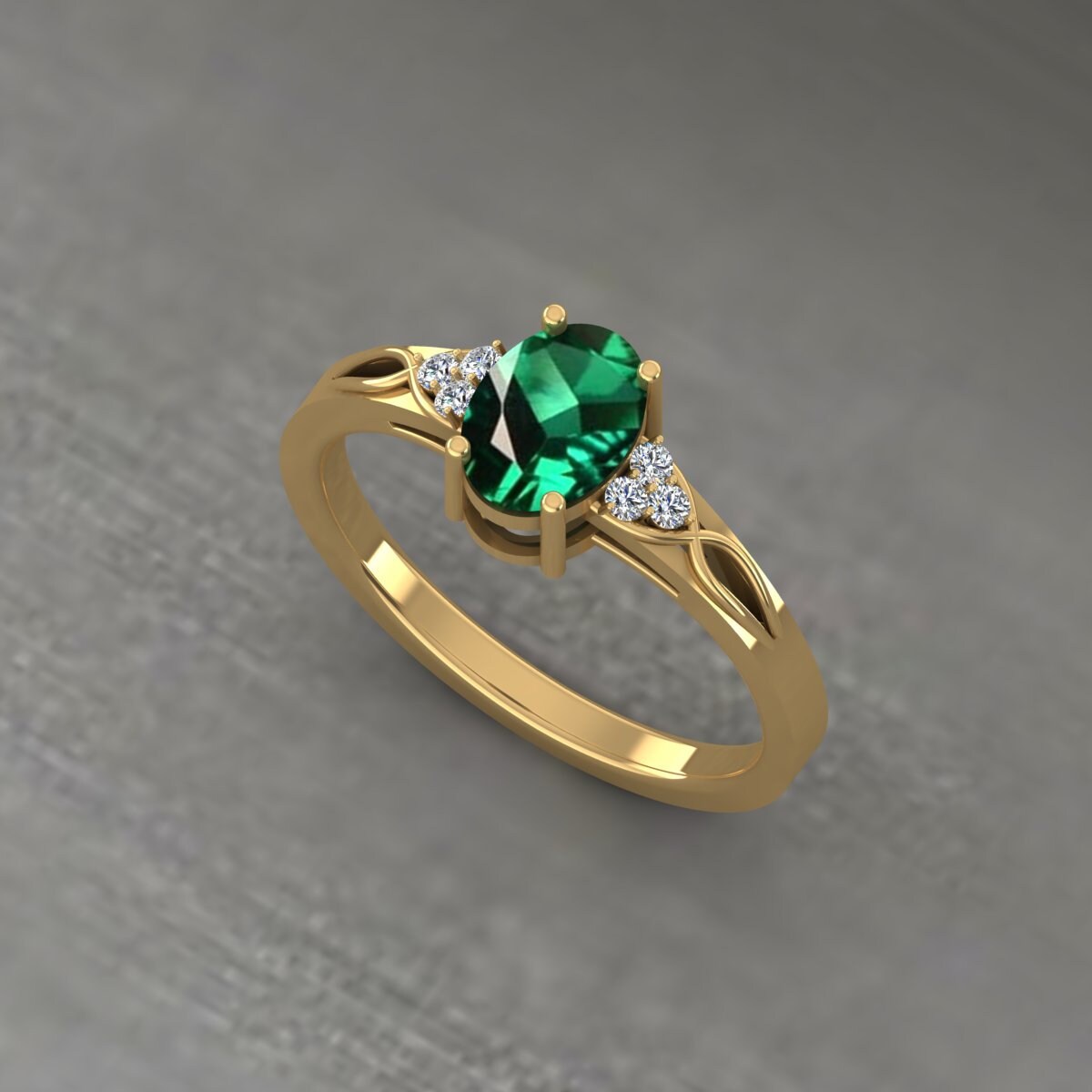 Natürlicher Smaragd Ring, 14K Gold Grüner Ehering, Jahrestag Geschenk Für Die Liebe, Diamant Ring von HolidazeJewelryStore