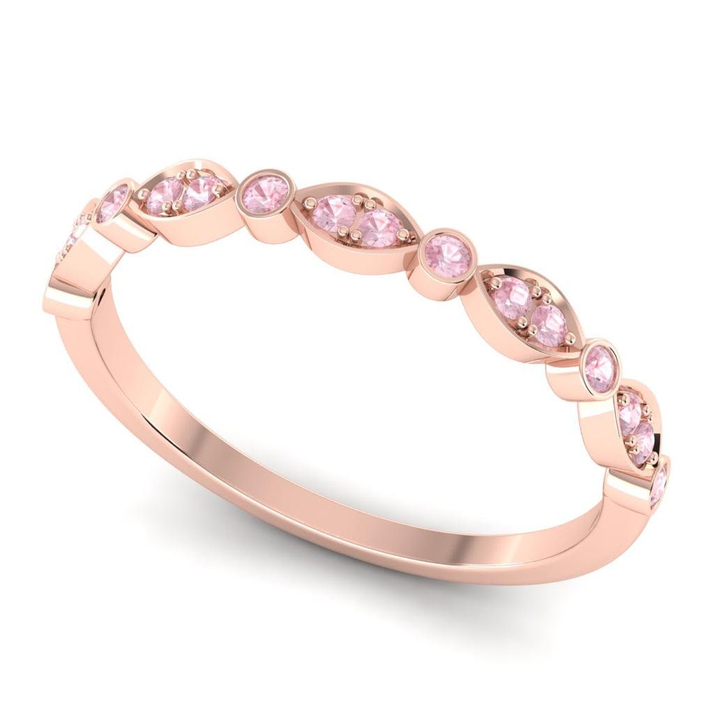 Rosa Saphir Ehering, Band Ring, Jahrestag Stapel Halb Ewigkeit Band, Geschenk Für Frauen von HolidazeJewelryStore