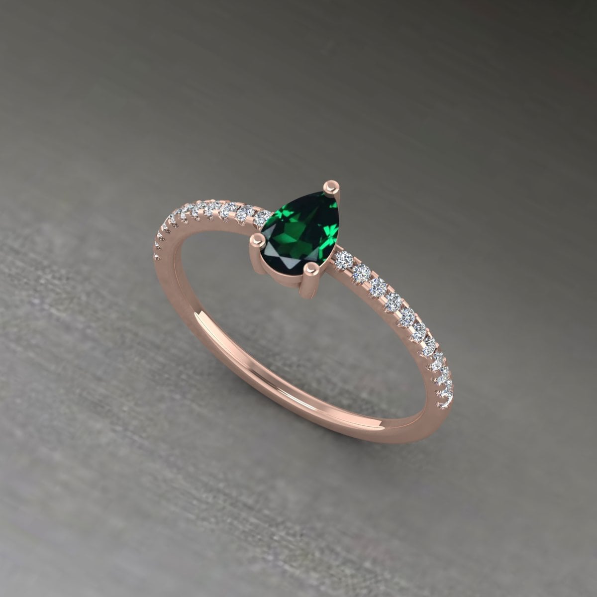 Smaragd Birne Verlobungsring, 14Kgold Ehering, Zierlicher Pear Cut Ring, Halo Schlagen Zirkon Green Edelstein von HolidazeJewelryStore