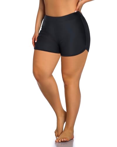 Holipick 7,6 cm große Damen-Badehose, hohe Taille, Bauchkontrolle, Badeshorts, Schwarz, 22 Plus von Holipick