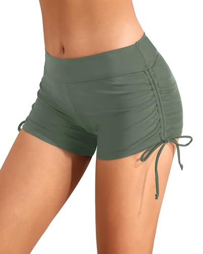 Holipick Damen-Badeshorts, Bauchkontrolle, Badehose, Boyleg-Badeanzüge, Shorts, Badeanzug, Bikinihose, Grün (Army Green), Medium von Holipick