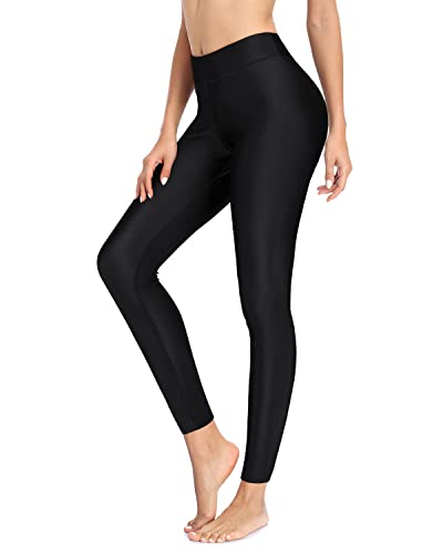 Holipick Badehose für Damen, Schwimm-Leggings, hohe Taille, Badehose, LSF 50+, Rashguard-Hose, Schwarz, XL von Holipick