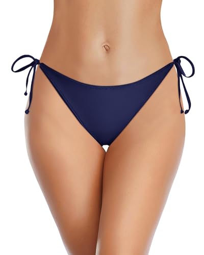 Holipick Bikinihose für Damen, String-Badeanzug, Hose mit moderater Abdeckung, niedrige Taille, Badehose, Marineblau, S von Holipick