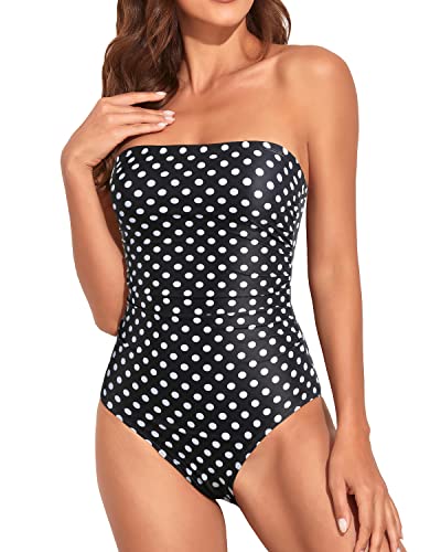 Holipick Damen-Badeanzug, Bauchkontrolle, einteilig, trägerlos, Bandeau-Badeanzug, schlankmachend, Neckholder-Bademode, Schwarze Punkte, Large Holipick Damen-Badeanzug, Bauchkontrolle, einteilig, trägerlos, Bandeau-Badeanzug, schlankmachend, Neckholder-Bademode, Schwarze Punkte, Large von Holipick