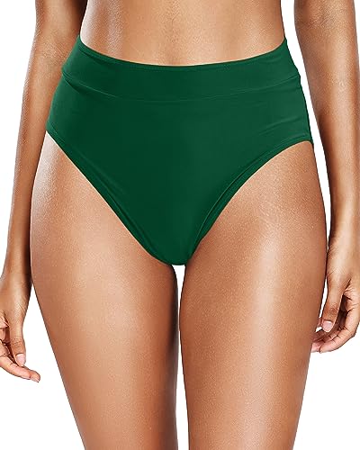 Holipick Damen Badeanzug mit hoher Taille, Bauchkontrolle, Bikinihose, Badeanzug, hoher Schnitt, Badehose, Dunkelgrün, Large von Holipick