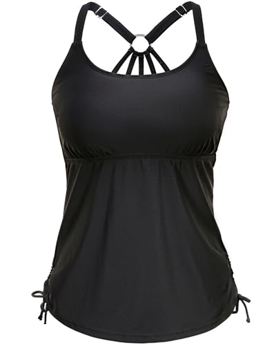 Holipick Damen Tankini Swim Top Only Tankini Badeanzug Tops ohne Unterteil, Schwarz, S von Holipick