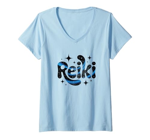 Damen Essentielle Reiki-Energie für Heilung und Harmonie T-Shirt mit V-Ausschnitt von Holistic, Healing Vibes by Serenity Wellness