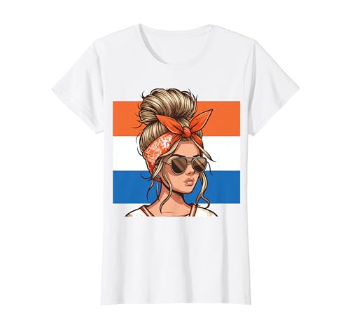 Holland Fanartikel Frauen Messy bun Holland Flagge T-Shirt Holland Fanartikel Frauen Messy bun Holland Flagge T-Shirt von Holland Flagge Frauen Stolz Fanartikel Mädchen