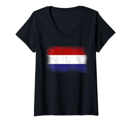 Damen Niederlande Fahne Niederländische Flagge Vintage Niederlande T-Shirt mit V-Ausschnitt Damen Niederlande Fahne Niederländische Flagge Vintage Niederlande T-Shirt mit V-Ausschnitt von Holland Shirt & Niederlande Flagge Geschenkidee