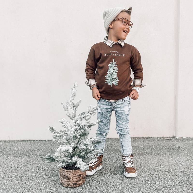 Weihnachts-Sweatshirt Für Jungen | Kleinkind Weihnachten Sweatshirt Kinder Weihnachtsbaum Bauernhof Rundhalsausschnitt Süßer Weihnachtspullover von HollandAve