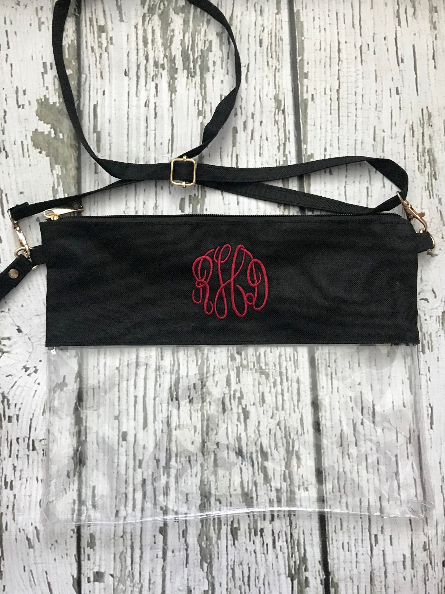 Monogram Clear Geldbörse Vom Stadion Zugelassene Bestickte Tasche von HollandHartDesigns