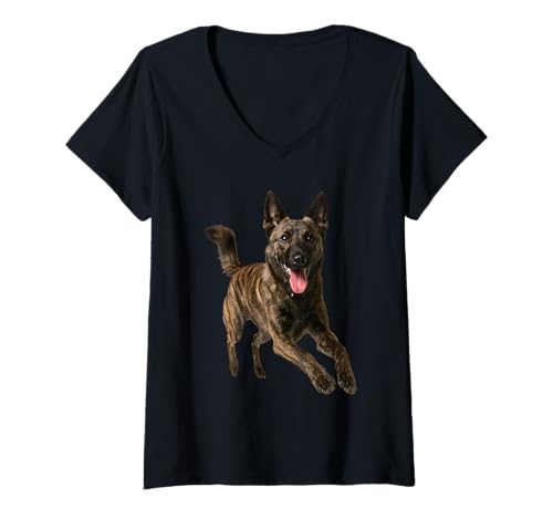 Damen Holländischer Hirtenhund T-Shirt mit V-Ausschnitt von Hollandse Herdershond Dog