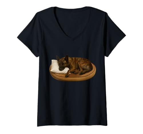 Damen Holländischer Hirtenhund T-Shirt mit V-Ausschnitt Damen Holländischer Hirtenhund T-Shirt mit V-Ausschnitt von Hollandse Hershond Dog