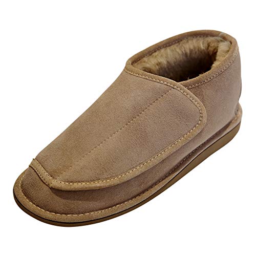 Hollert Lammfell Hausschuhe - Christel Herren Damen Fellschuhe mit Klettverschluss Schuhgröße EUR 36, Farbe Beige von Hollert