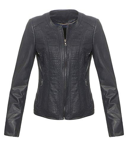 Hollert German Leather Fashion Lederjacke - PATI Damen Echtleder Jacke Bikerjacke Übergangsjacke Lammnappa Leder Größe M, Farbe Blau von Hollert